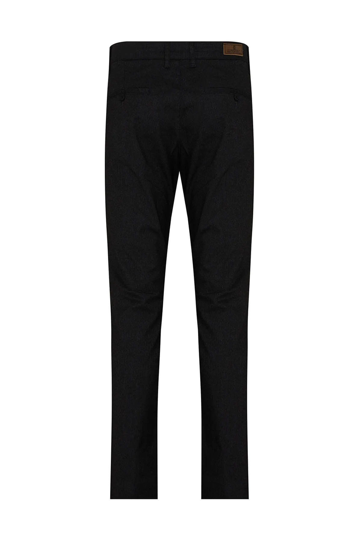 Regular Fit High Waist Black Cotton Casual Pants