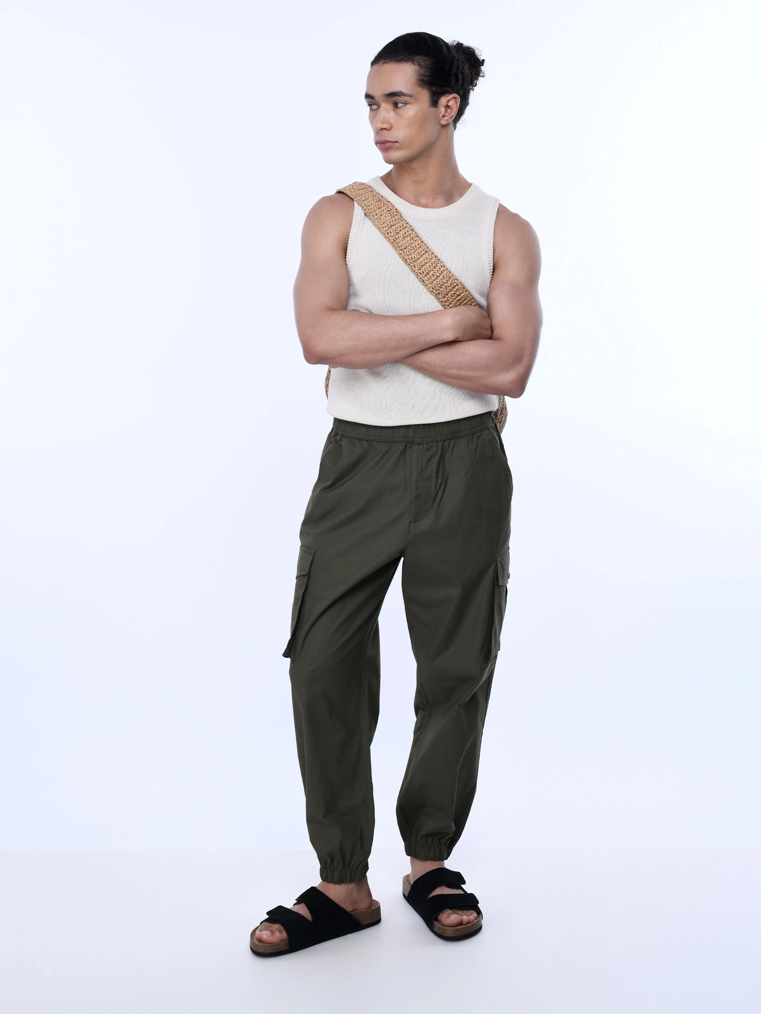 Relaxed Light Cotton Olive Joggers