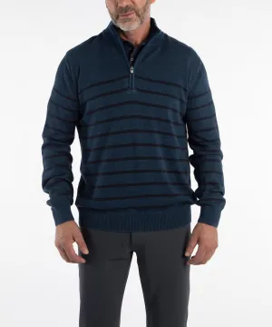 Rule 18 Denim Stripe Quarter-Zip Sweater