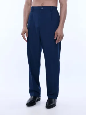 Soft Handle Relaxed Navy Trousers