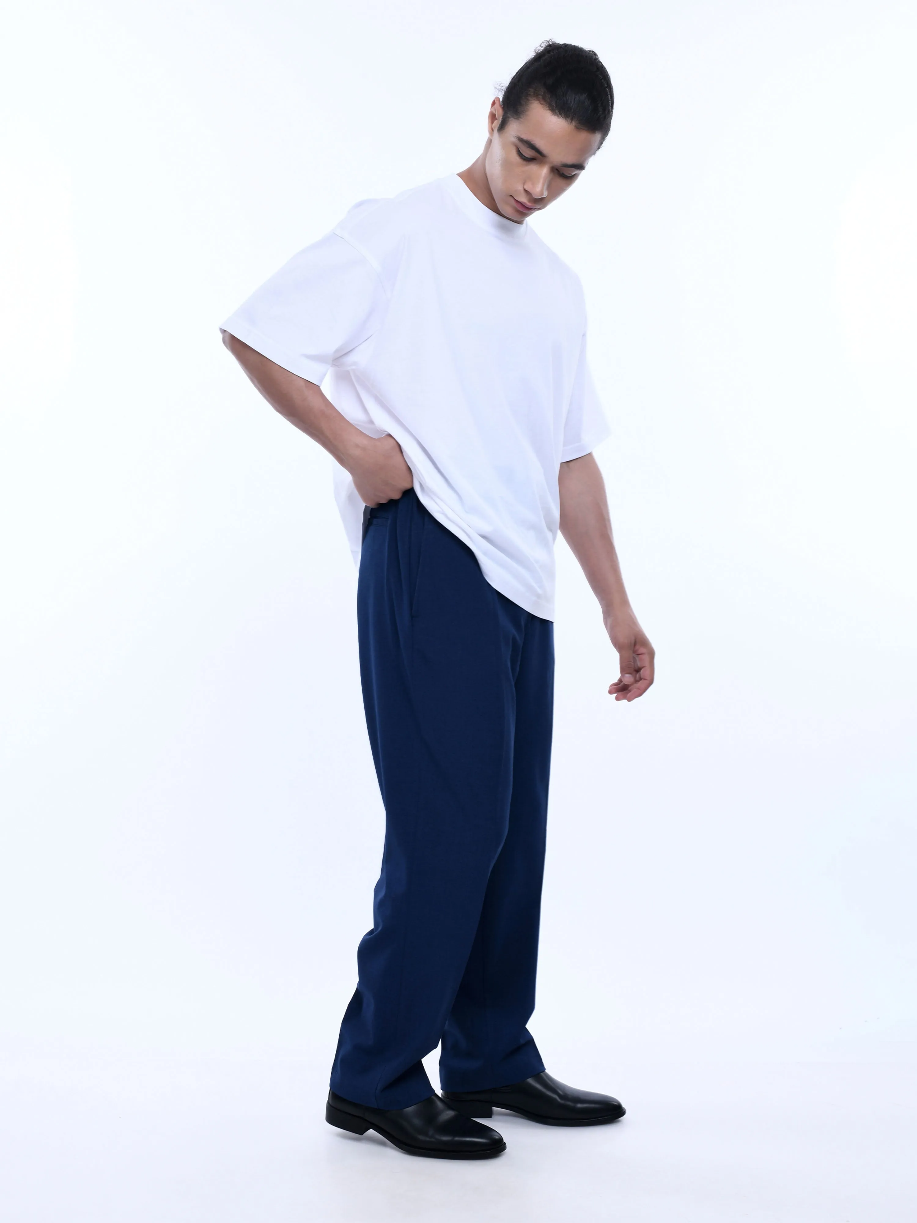 Soft Handle Relaxed Navy Trousers