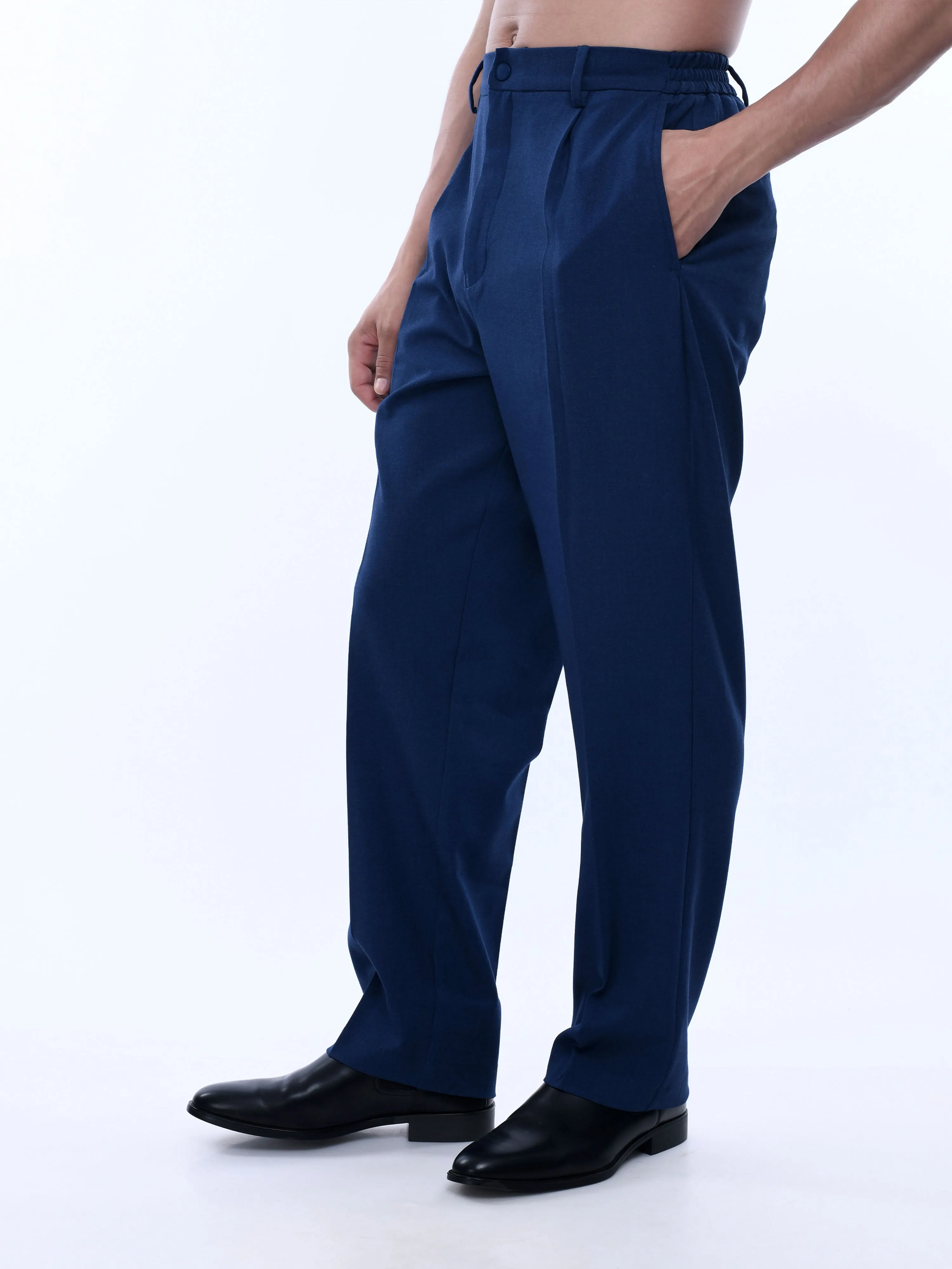 Soft Handle Relaxed Navy Trousers