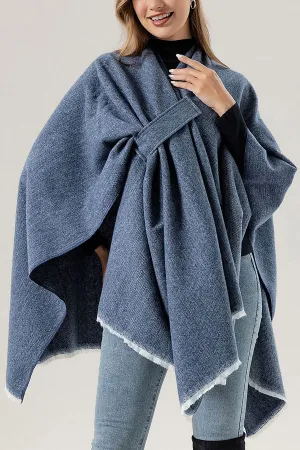 Solid Color Loose Casual Knitted Shawl Cape