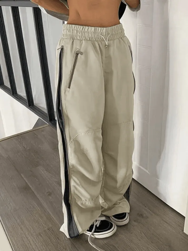 Street Color Contrast Wide Leg Pants