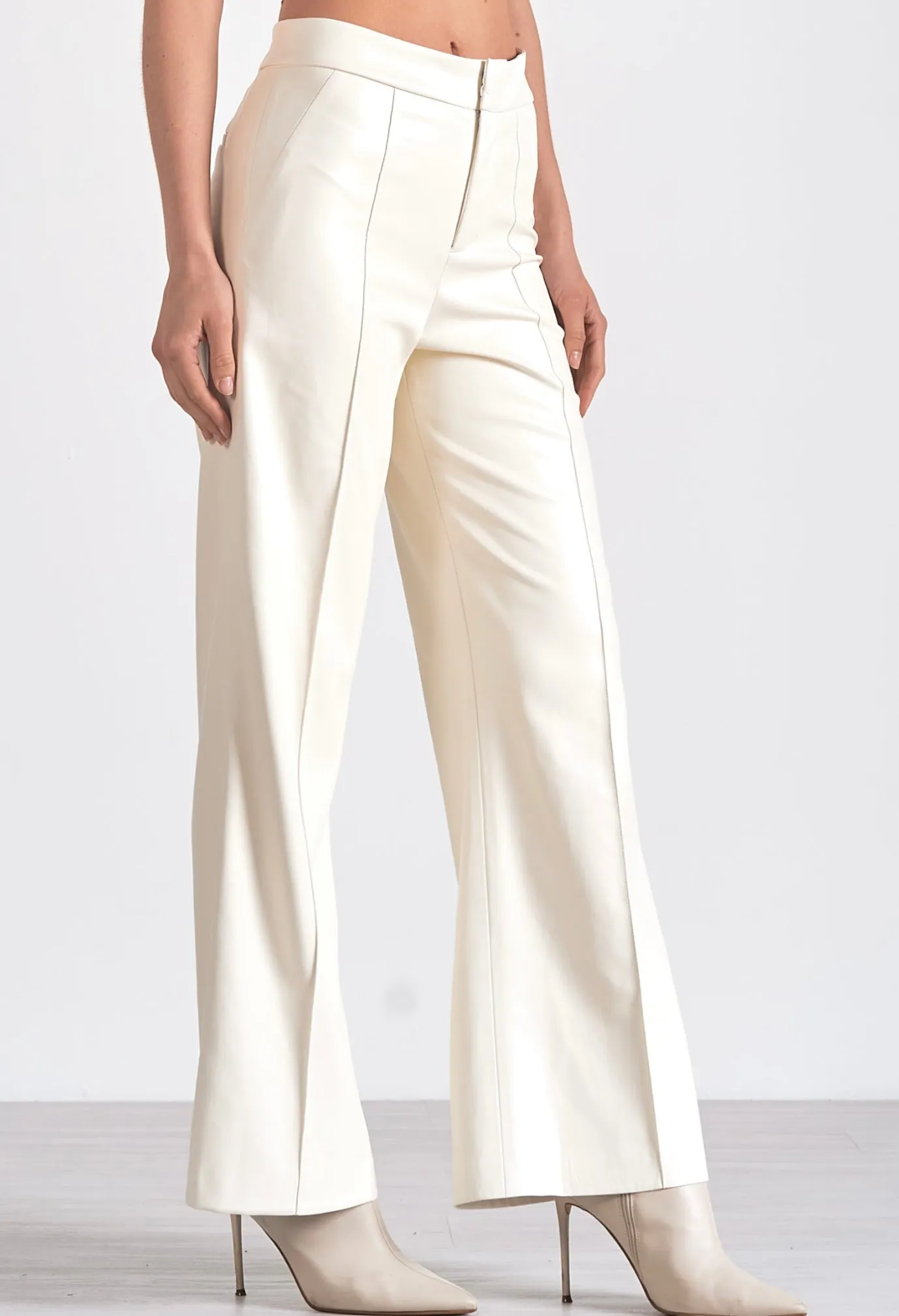 Winter White Faux Leather Pants