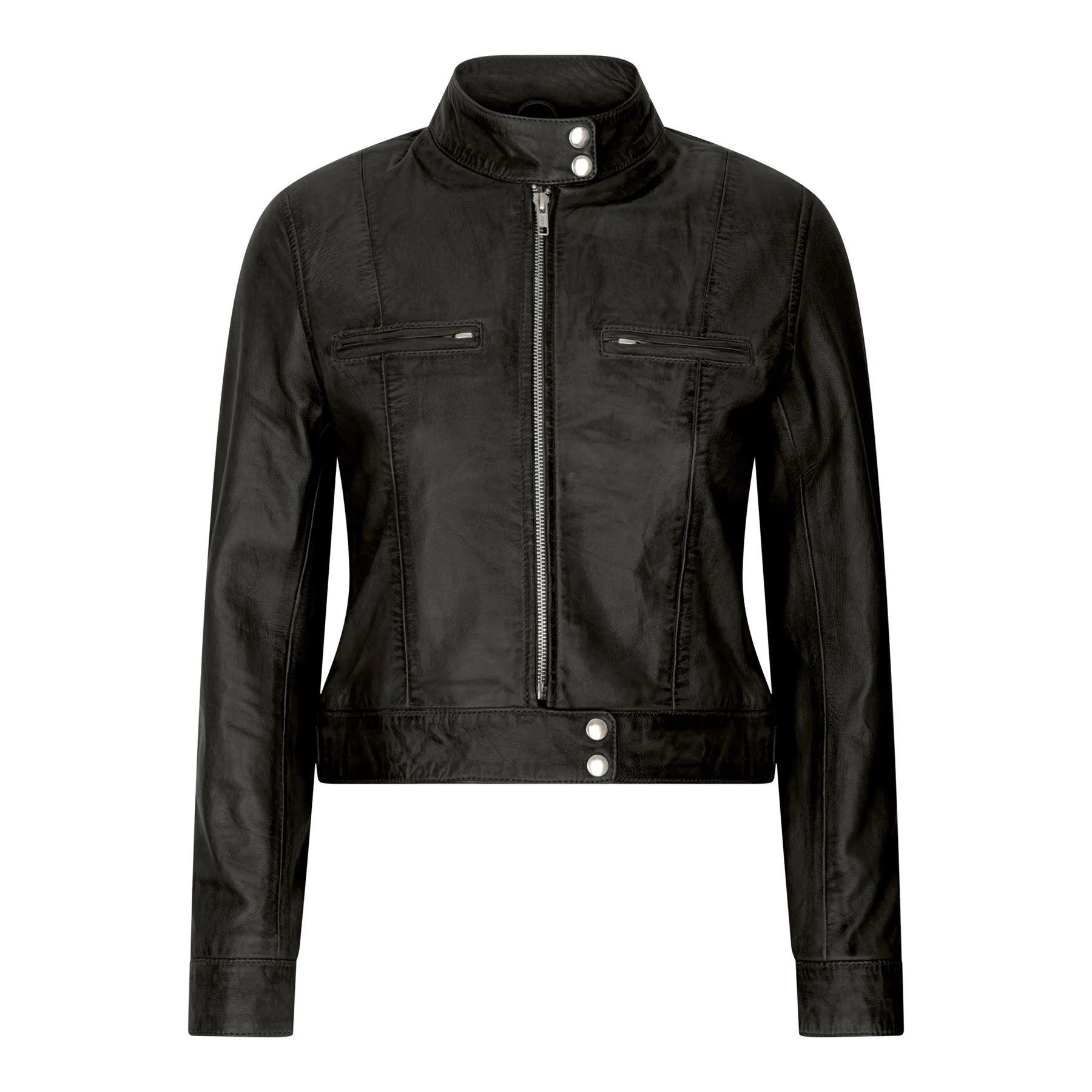 Women's Leather Moto Biker Jacket