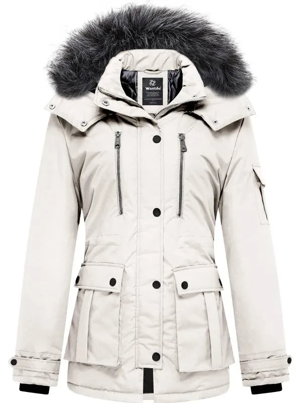 Women's Warm Winter Parka Coat with Removable Faux Fur Hood